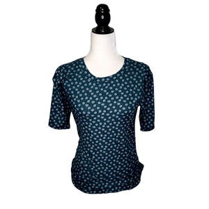 Hello Miz Green Floral Maternity Top Elastic Sides Size S